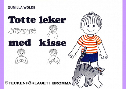 Omslagsbild för Totte leker med kisse - Barnbok med tecken för hörande barn