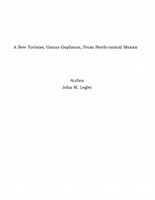 Omslagsbild för A New Tortoise, Genus Gopherus, From North-central Mexico